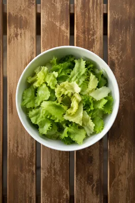 Fresh Green Salad Bowl Overhead