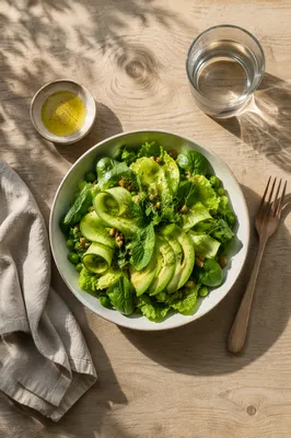Healthy Green Salad Flat Lay