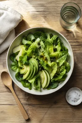 Healthy Green Salad Bowl Overhead