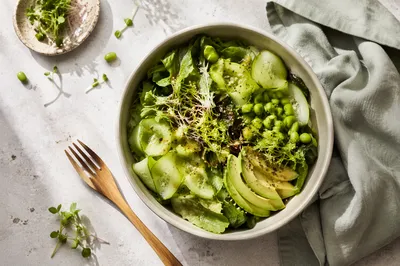 Fresh Green Salad Bowl Overhead