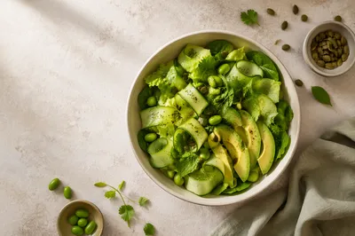 Fresh Green Salad Bowl Overhead