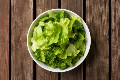 Fresh Green Salad Bowl Overhead