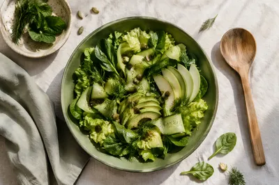 Overhead Fresh Green Salad Bowl