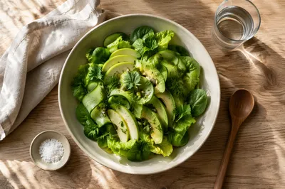 Healthy Green Salad Bowl Flat Lay