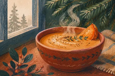 Steaming Rustic Winter Soup Bowl