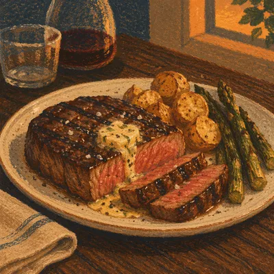 Rustic Grilled Steak Dinner with Herb Butter