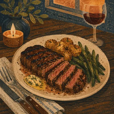 Rustic Grilled Steak Dinner Plate