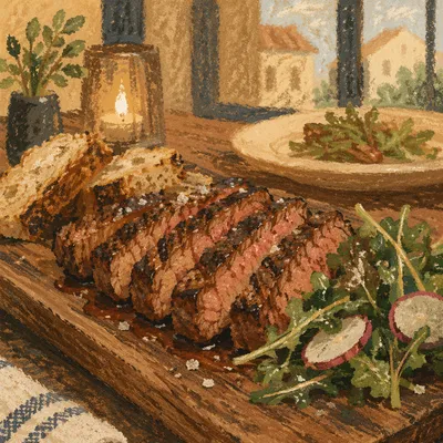 Rustic Grilled Steak Dinner with Greens