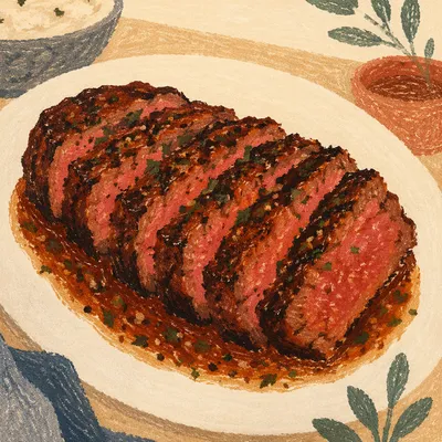 Sliced Grilled Steak on White Plate