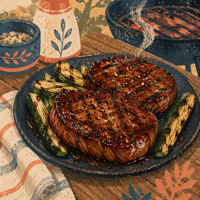 Grilled Steak Dinner with Charred Zucchini