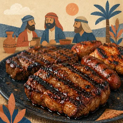 Grilled Steak Dinner Plate Close Up