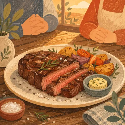 Grilled Steak Dinner with Quiet Gratitude