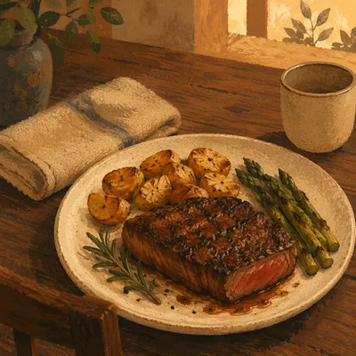 Rustic Grilled Steak Dinner Plate