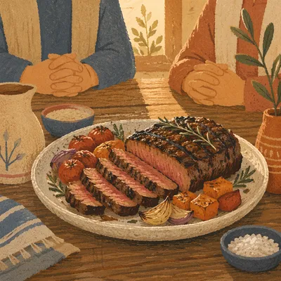Grilled Steak Dinner with Grateful Hands