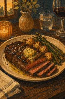 Rustic Grilled Steak Dinner with Herb Butter