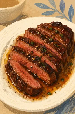Sliced Grilled Steak on White Dinner Plate