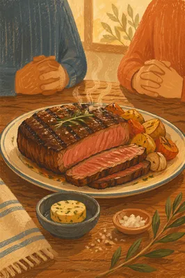 Grilled Steak Dinner with Quiet Gratitude