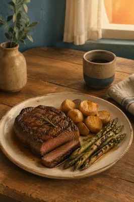 Rustic Grilled Steak Dinner with Rosemary