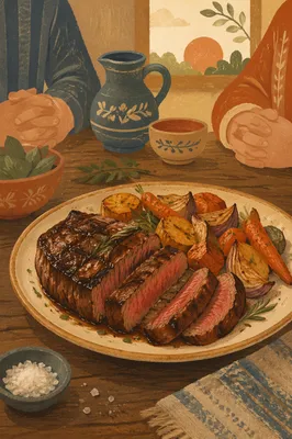 Grilled Steak Dinner with Grateful Hands