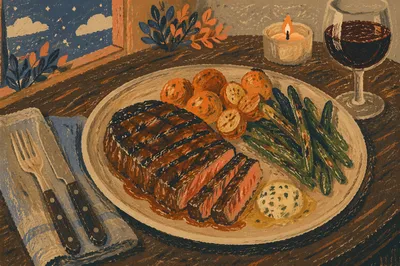 Rustic Grilled Steak Dinner with Herb Butter