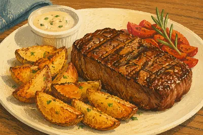 Grilled Steak Dinner with Potatoes