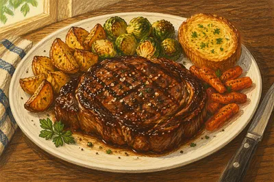 Rustic Grilled Steak Dinner Plate