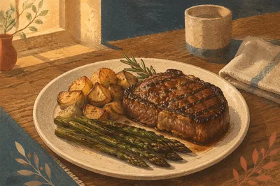 Rustic Grilled Steak Dinner Plate