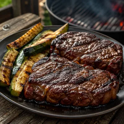 Grilled Steak Dinner with Charred Zucchini