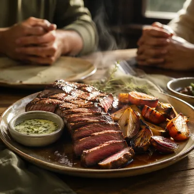 Grilled Steak Dinner with Quiet Gratitude