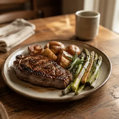 Rustic Grilled Steak Dinner Plate