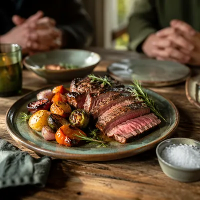 Grilled Steak Dinner with Quiet Gratitude