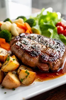 Grilled Steak Dinner with Roasted Potatoes