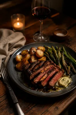 Grilled Steak Dinner with Herb Butter