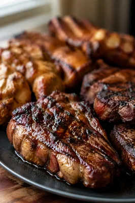 Grilled Steak Dinner Plate Close-Up