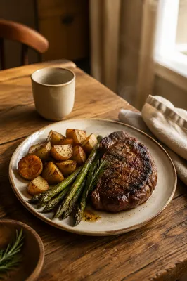 Rustic Grilled Steak Dinner Plate