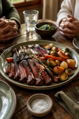 Grilled Steak Dinner with Grateful Hands