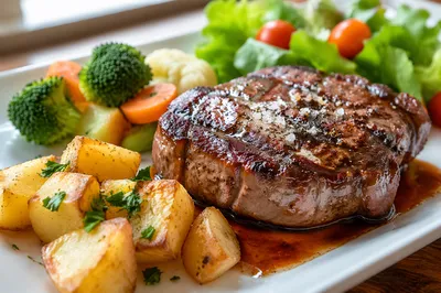 Grilled Steak Dinner with Roasted Potatoes