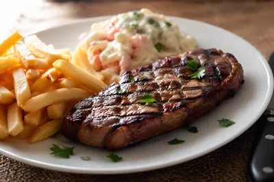 Grilled Steak Dinner with Fries