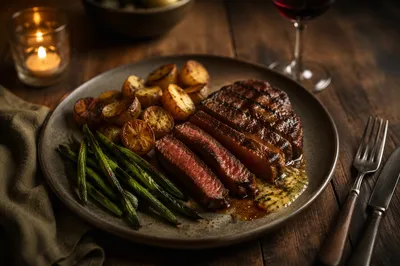 Grilled Steak Dinner with Herb Butter