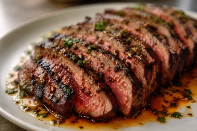 Sliced Grilled Steak on White Dinner Plate