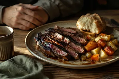 Grilled Steak Dinner with Grateful Pause