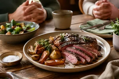Grilled Steak Dinner with Grateful Hands