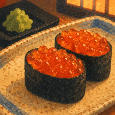 Close-Up Salmon Roe Sushi Platter
