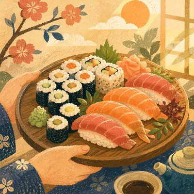 Warm Close Up Sushi Platter