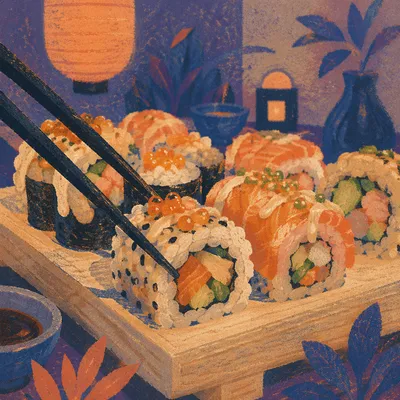 Close Up Assorted Sushi Platter