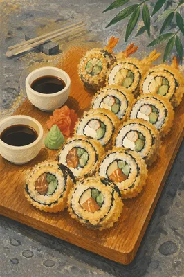 Crispy Tempura Sushi Platter Close Up