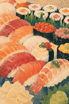 Close-Up Japanese Sushi Platter Feast