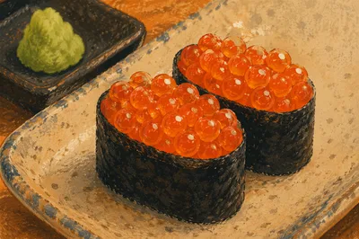 Salmon Roe Sushi Platter Close Up