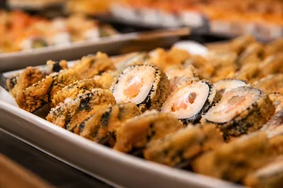 Crispy Fried Sushi Platter Close Up