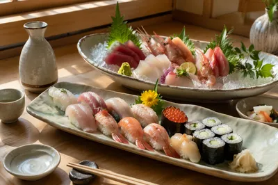 Elegant Sushi and Sashimi Table Setting